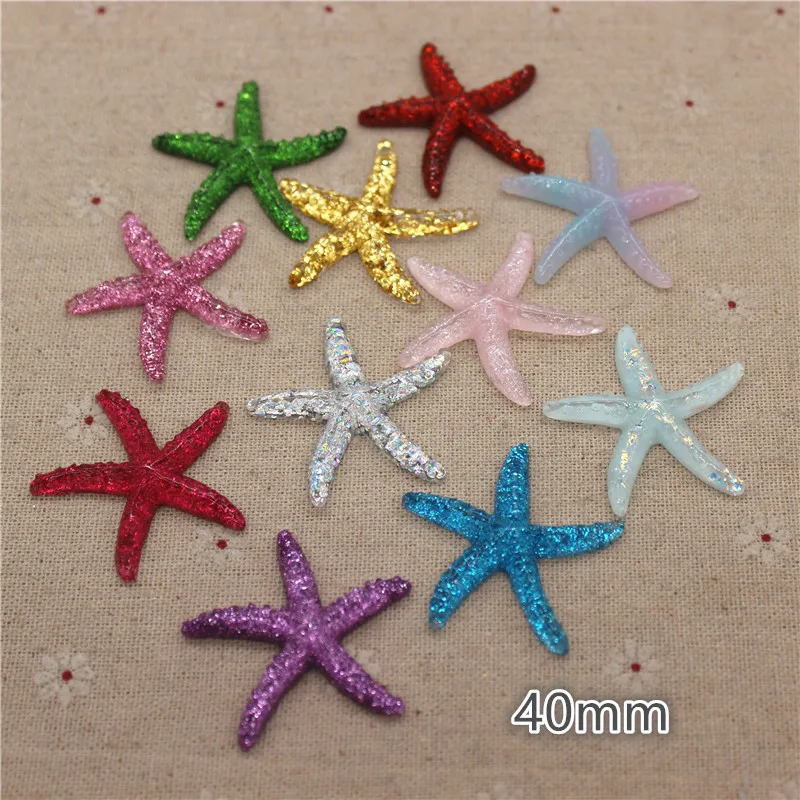 

10pcs Kawaii Mix Colors Bling Resin Starfish Flatback Cabochon DIY Kids BB Clip Decoration Accessories,40mm