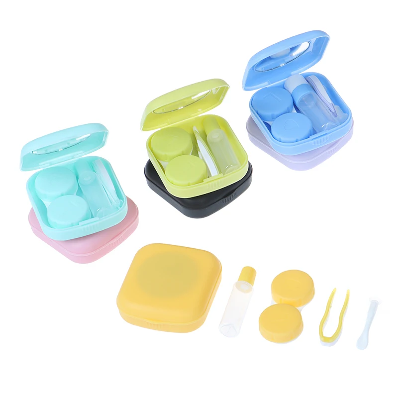

1 pcs Pocket Portable Mini Contact Lens Case Easy Carry Make Up Beauty Pupil Storage Box Mirror Container Travel Kit Cute Style