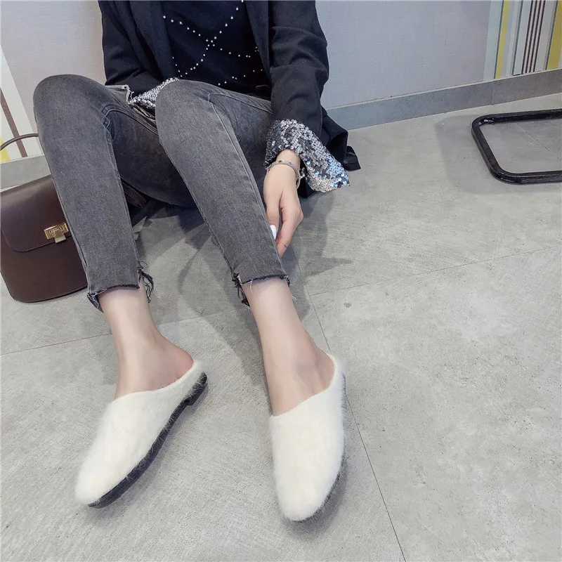 Слипоны из меха норки женские Зимние удобные мокасины лоферы с закрытым носком