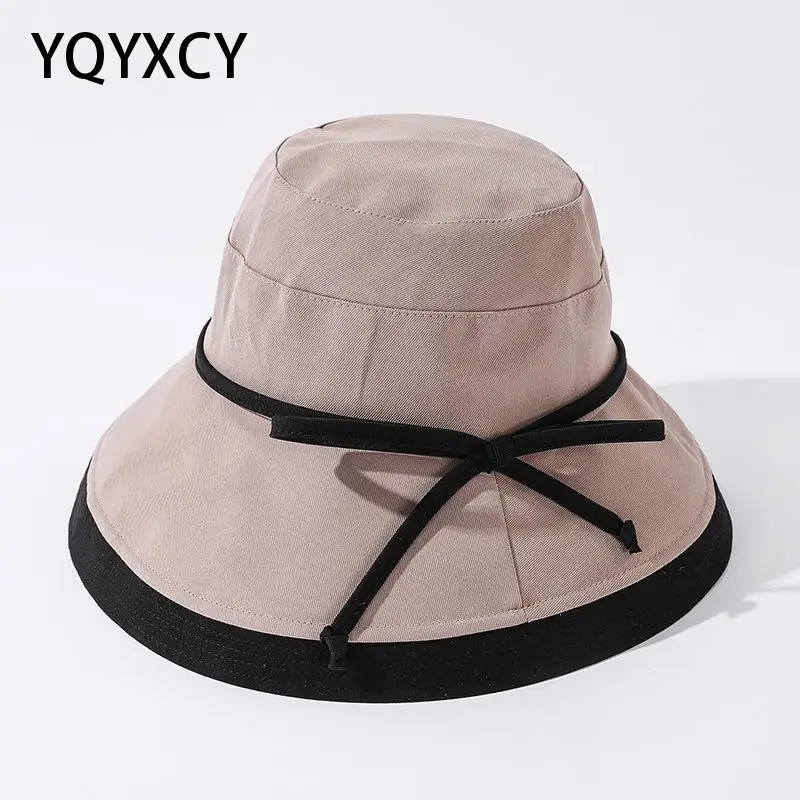 

YQYXCY Bucket Hat Women Spring Summer Double Color Fisherman Cap Female Sunshade Sunhat Wide Brim Sun Hat Female Korean Casual