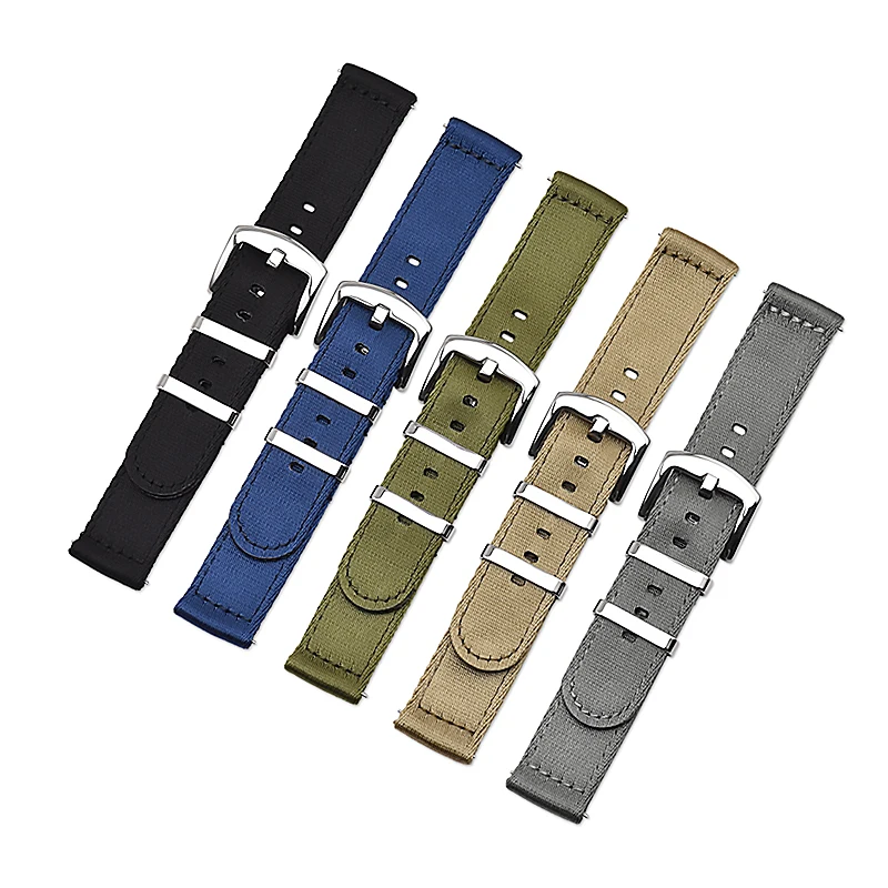 BEAFIRY Nylon Watch Band 18mm 20mm 22mm 24mm Breathable Woven Lightweight  Canvas Watch Straps Watchbands Sports black green