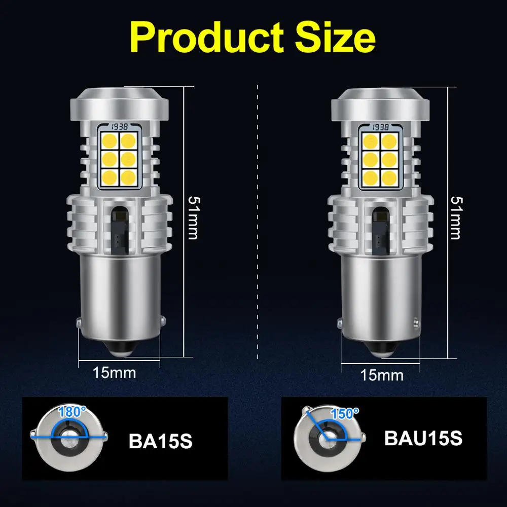 Светодиодный фонарь без ошибок 1156 BA15S P21W 2x Canbus светодиодный BAU15S PY21W янтарный