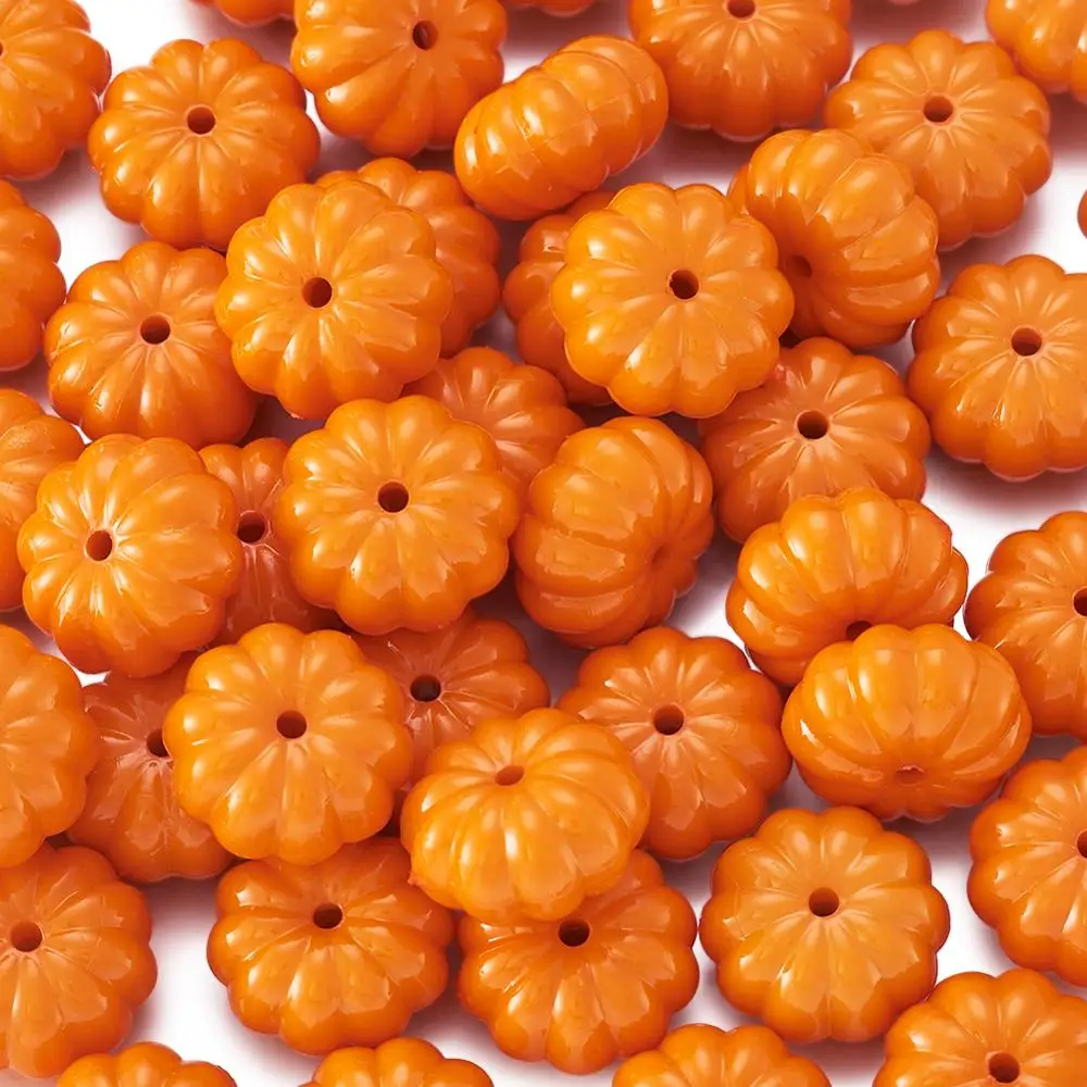 PANDAHALL модные бусины для ювелирных изделий, Непрозрачные Акриловые бусины в виде тыквы, оранжевые, 15x9 мм, отверстие 1 мм, фурнитура для ювелирных изделий, компоненты, Прямая поставка