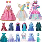 Платье принцессы для маленьких девочек Disney, детский вечерний костюм для косплея, свадебное платье с цветами для девушек на выпускной, рождественское платье для ролевых игр, женское