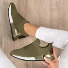 Кроссовки женские с вулканизированной подошвой, Спортивная сетчатая Повседневная однотонная обувь без шнуровки, 2021