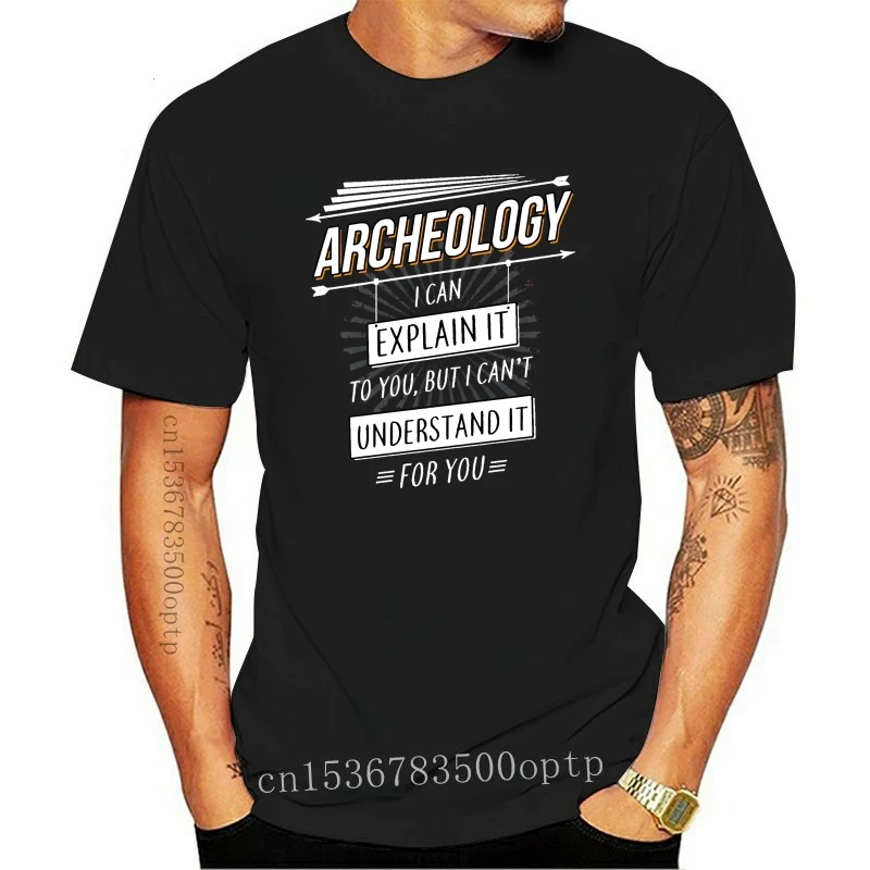 

Новая мужская футболка с надписью, археология, я могу вам объяснить это, Забавные футболки, хлопковые мужские топы с круглым вырезом, футбол...
