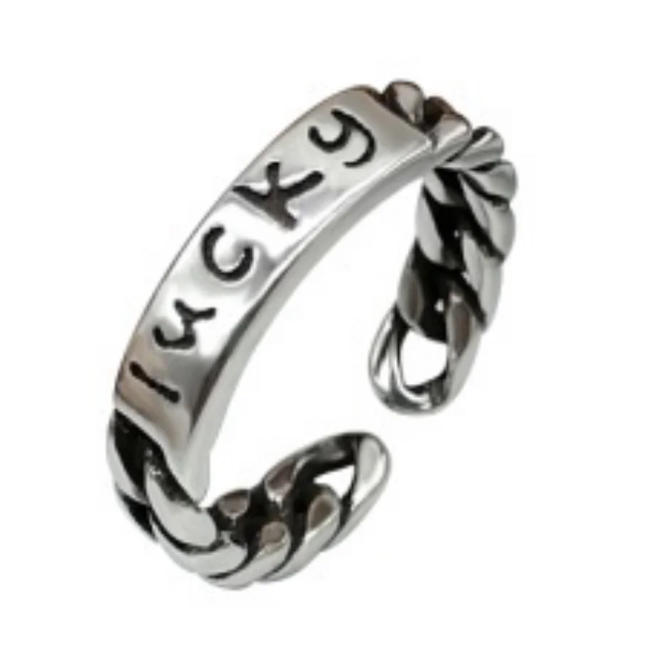 

Cute lucky classic letter ring twist winding weaving fashion street hip hop adjustable ring men and women the same style