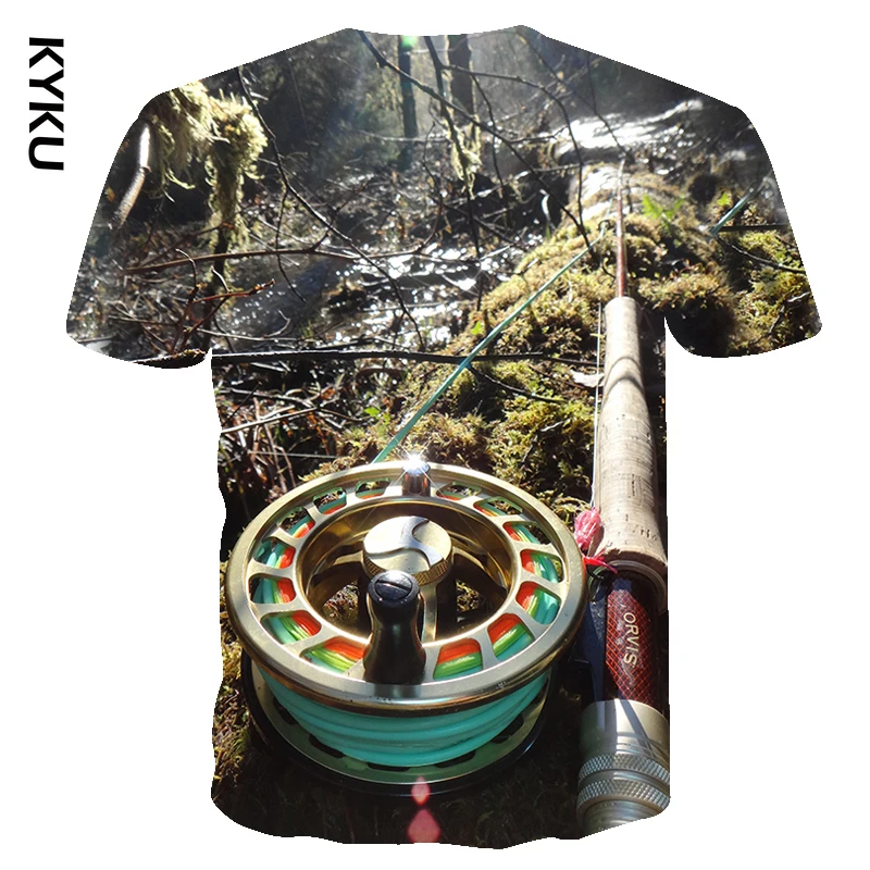 

KYKU new T-shirt men's casual 3D printed T-shirt personalized cool design fish print hip-hop T-shirt Harajuku shirt T-shirt