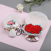 1 pc rose bouquet silicone mold diy chocolate fudge mold baking pan cake decoration tools kitchen accessories