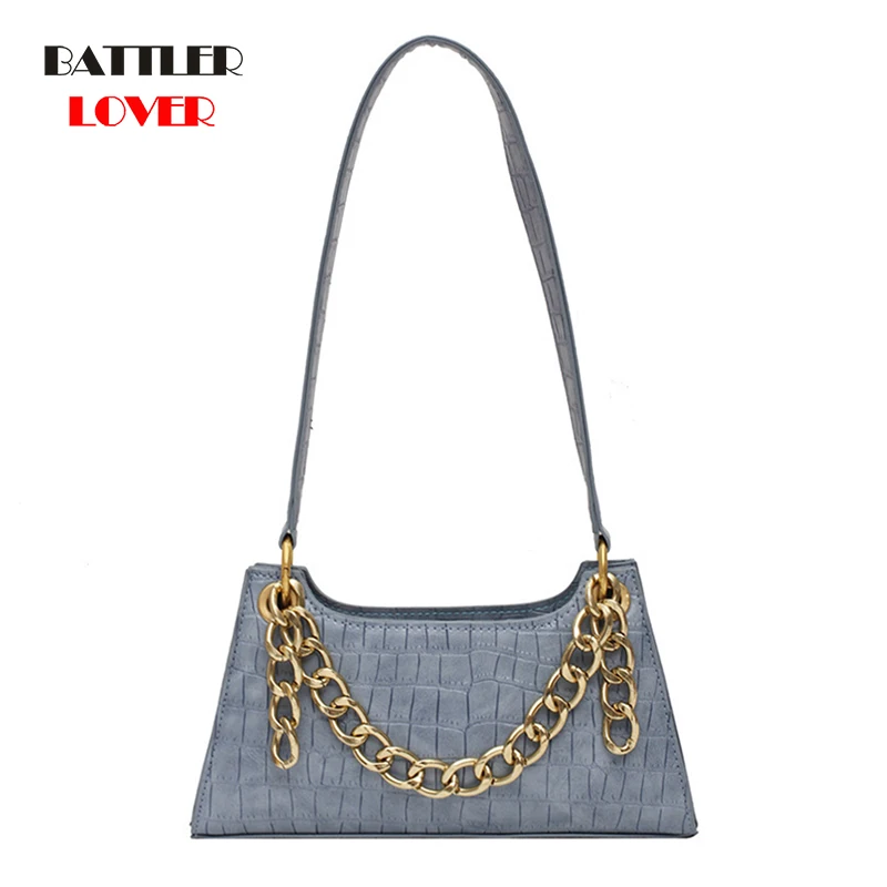 

Retro Gold Chain Shoulder Bag For Women 2021 Vintage Leather Handbag Female Fashion Totes Pouch Mujer Phone Coin Messenger Purse