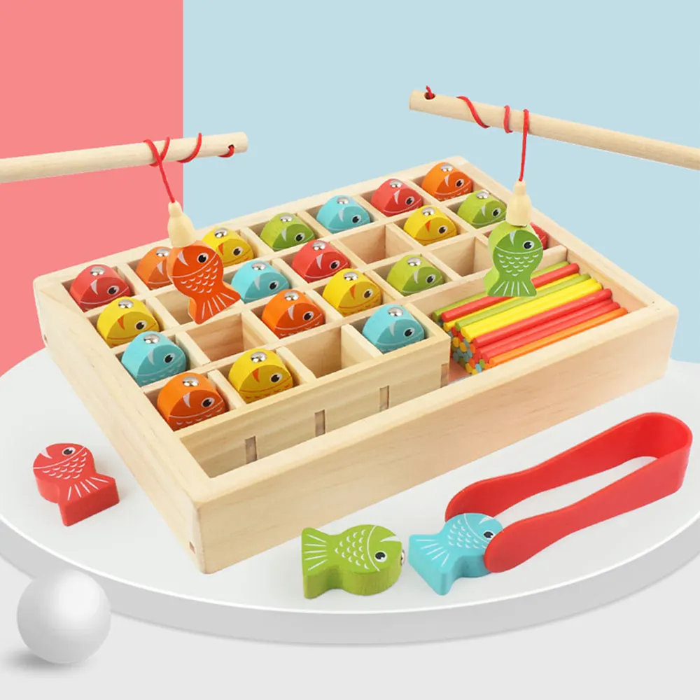 Деревянные магнитные рыболовные математические игры Монтессори развивающие