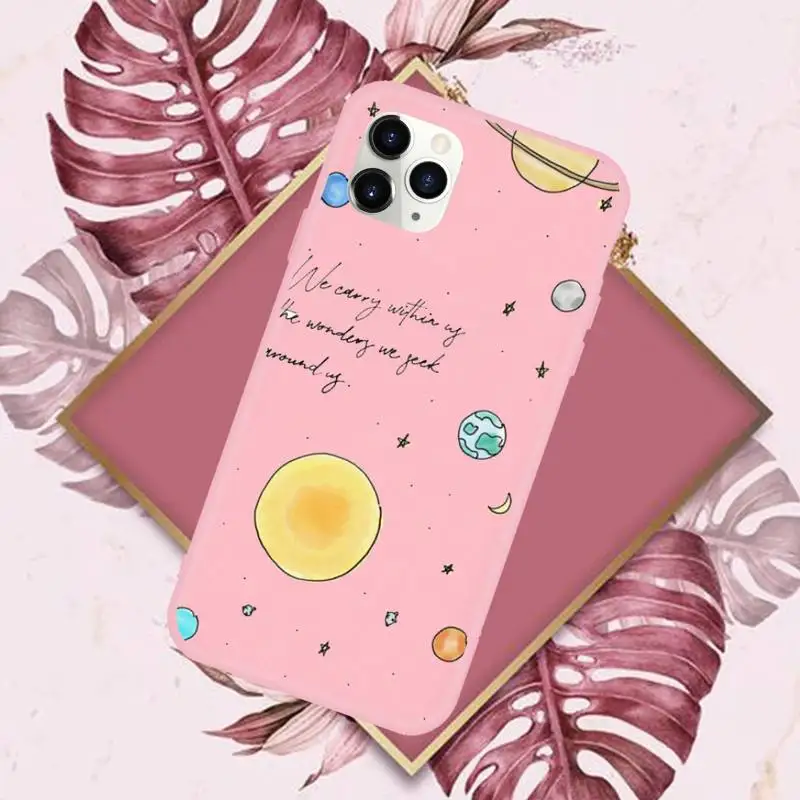

Space planet moon alien Phone Case Candy Color for iPhone 6 7 8 11 12 s mini pro X XS XR MAX Plus