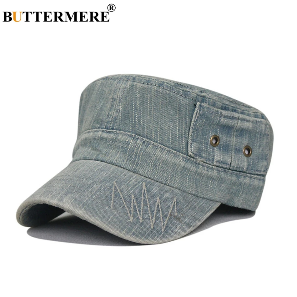 BUTTERMERE, армейские шляпы, джинсовые мужские винтажные, весна-лето, Baker Boy Hat, мужские, повседневные, плоский верх, джинсы, берет, военные шапки и шапки
