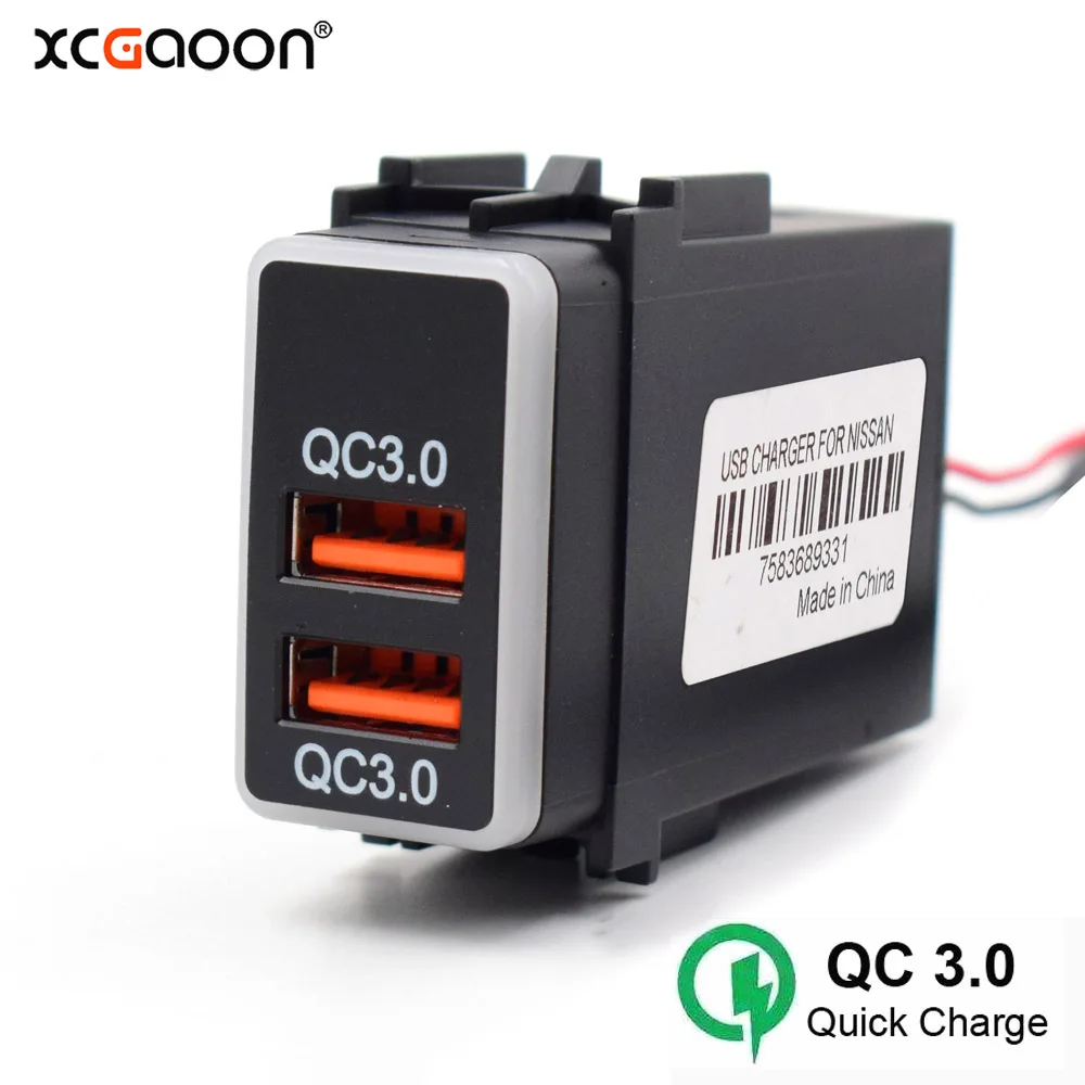 

XCGaoon Специальный 5V 2.1A & QC3.0 Быстрая зарядка 2 USB-разъема автомобильное зарядное устройство адаптер Plug & Play кабель для NISSAN