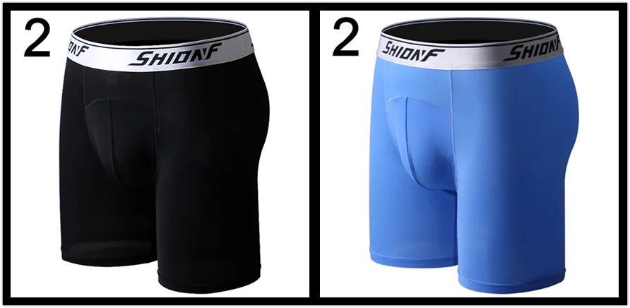 2B 2L Shionf 7XL шелк льда антифрикционные ноги 4 шт. длинное нижнее белье Фитнес удобные мужские трусы тонкие стрейч боксеры мужские трусики - Цвет: 2B 2L