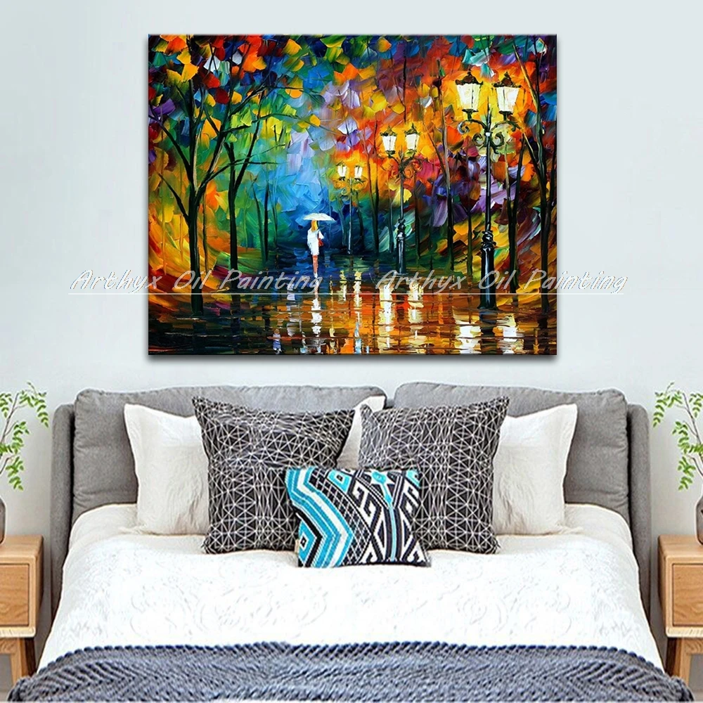 Ручная краска пейзаж масляные картины палитра нож толстая яркий цвет