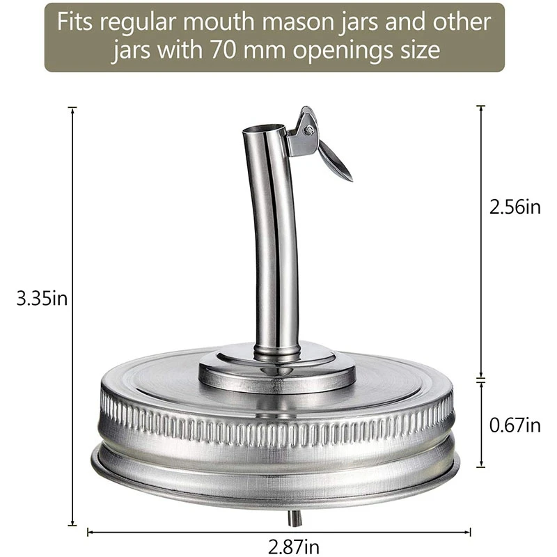 

2 Pieces Jar Oil Spout Lid Oil Pour Spout Dispenser Lid Regular Mouth Oil Pour Lid with Caps Compatible with Mason Jar
