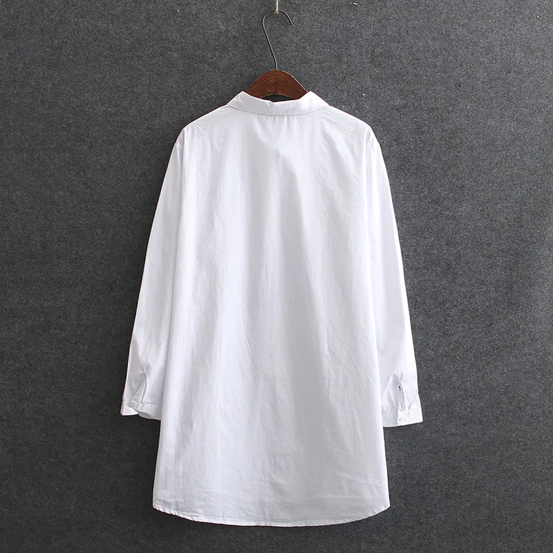 Осенние женские рубашки, женские белые топы, женские блузки с длинным рукавом, с вышивкой лотоса, свободного размера плюс, одежда S79 8079 от AliExpress WW
