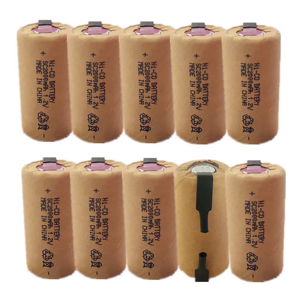 1 2 V SC Sub C 2000mAh NiCd аккумуляторная батарея для электроинструментов с 10C разрядкой