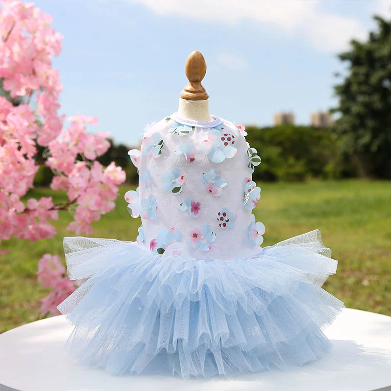 

Spring Summer Lace Dog Clothes Cat Skirt Luxury Teddy Bichon Chihuahua Small and Medium Dogs Peach Blossom Dress Pet Clothing