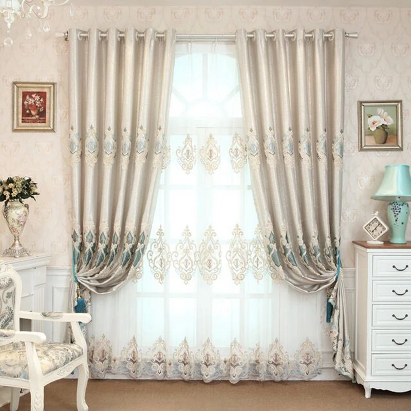 Роскошные европейские короны с вышивкой занавески из ткани романтические
