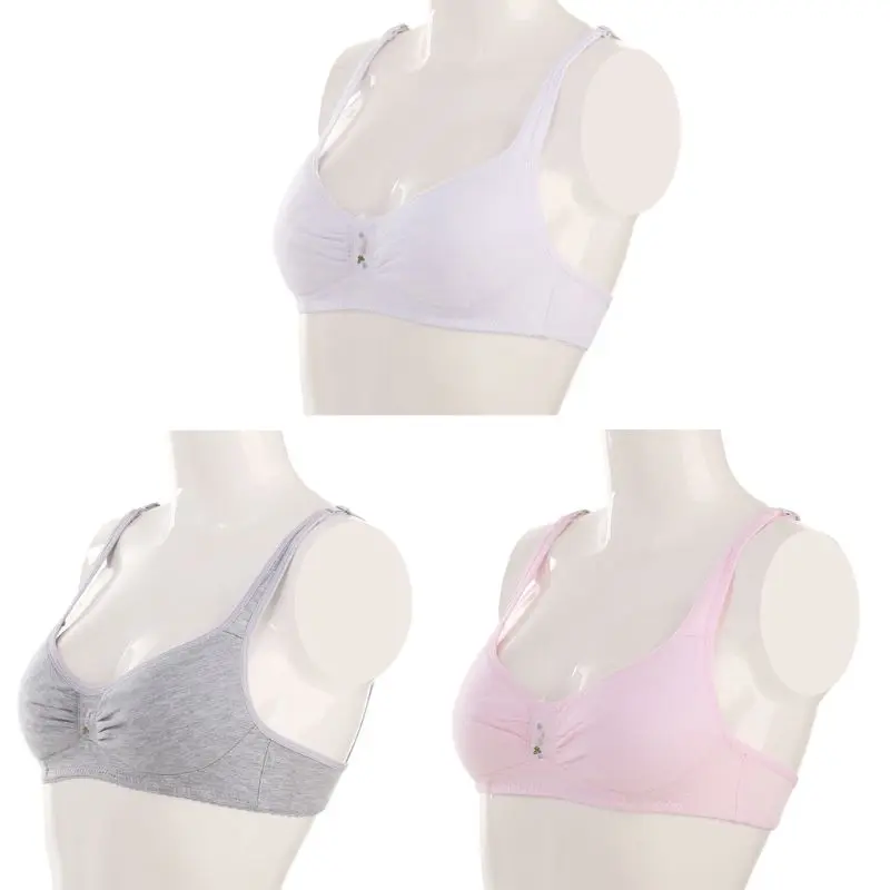Дышащий тренировочный бюстгальтер с вышивкой из хлопка для девочек-подростков