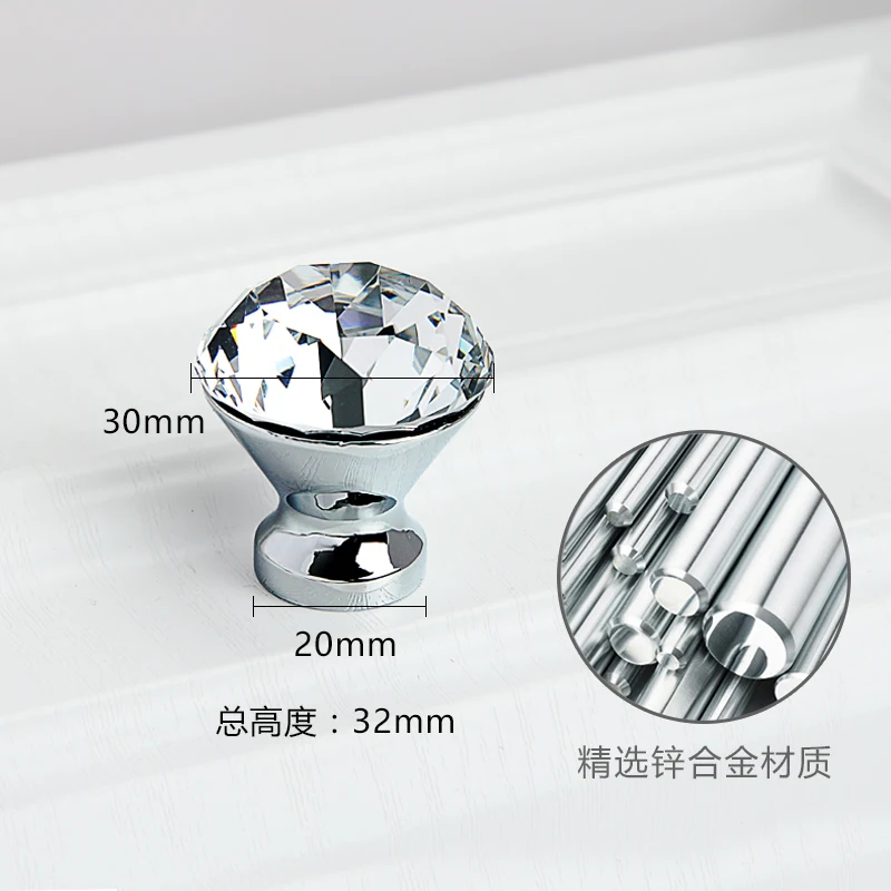 Simple Crystal Handle K9 and Knob Drawer Door Single Hole Pull Inlaid Wardrobe Pull|Ручки шкафа| |