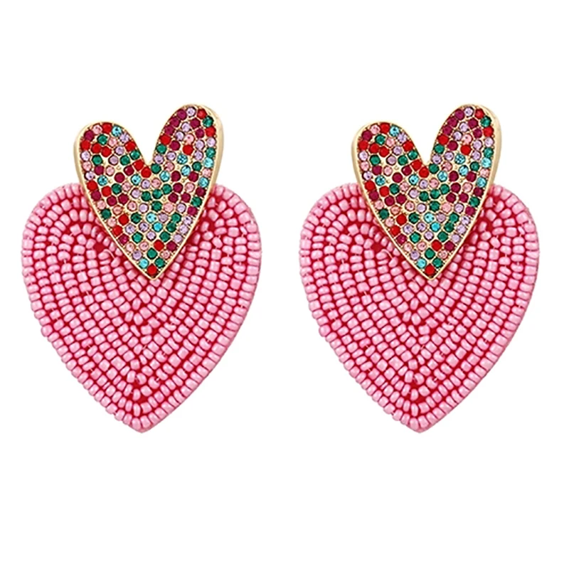 

ZHINI богемные этнические красочные серьги-подвески с бусинами в форме сердца для женщин Роскошные красочные Эффектные серьги с кристаллами ...