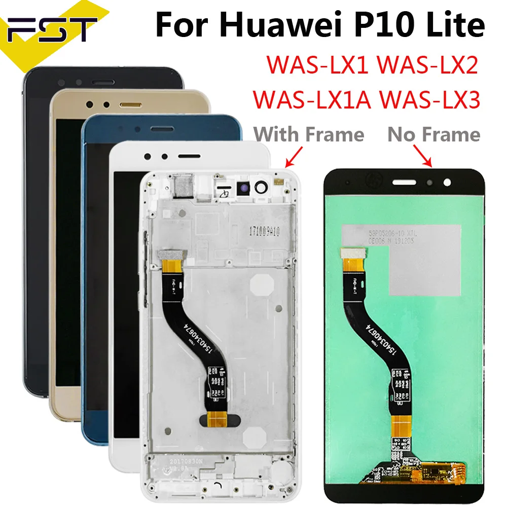 Для Huawei P10 Lite P10Lite WAS-LX2J WAS-LX2 WAS-LX1A WAS-L03T WAS-LX3 LCD дисплей сенсорный экран дигитайзер в сборе с рамкой