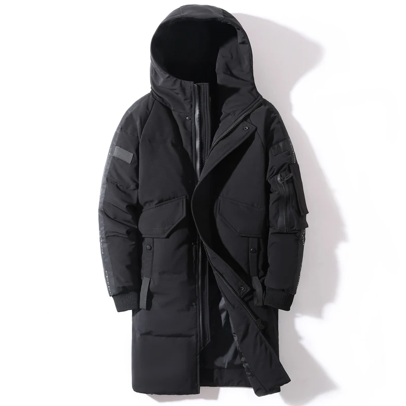 

2021 Winter Mannen Down Jacket Hooded Mode Lange Down Jas Mannen Winddicht Waterdicht Dikke Warme Merk Heren Kleding Lange parka