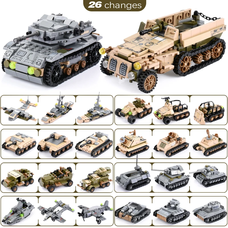 4 модели строительных блоков для танков Детские сборные блоки игрушки DIY
