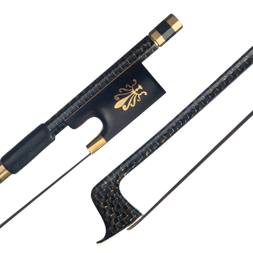 Улучшенный 4/4 скрипки Лук золотой Шелковый плетеный углеродного волокна лук