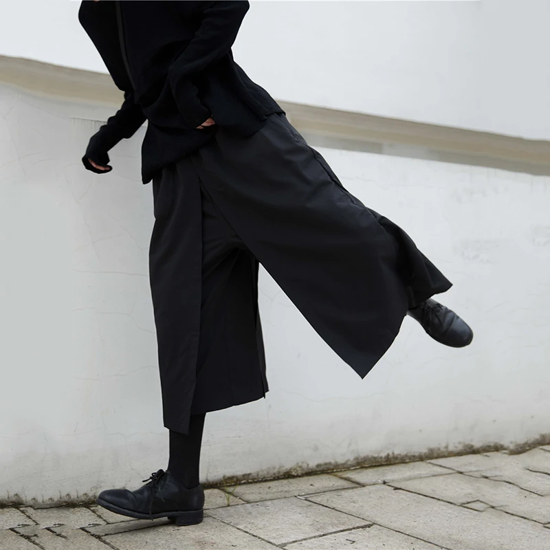 

[EAM] High Elastic Waist Black Leisure Long Wide Leg Trousers New Loose Fit Pants Women Fashion Tide Spring Autumn 2021 1DB050