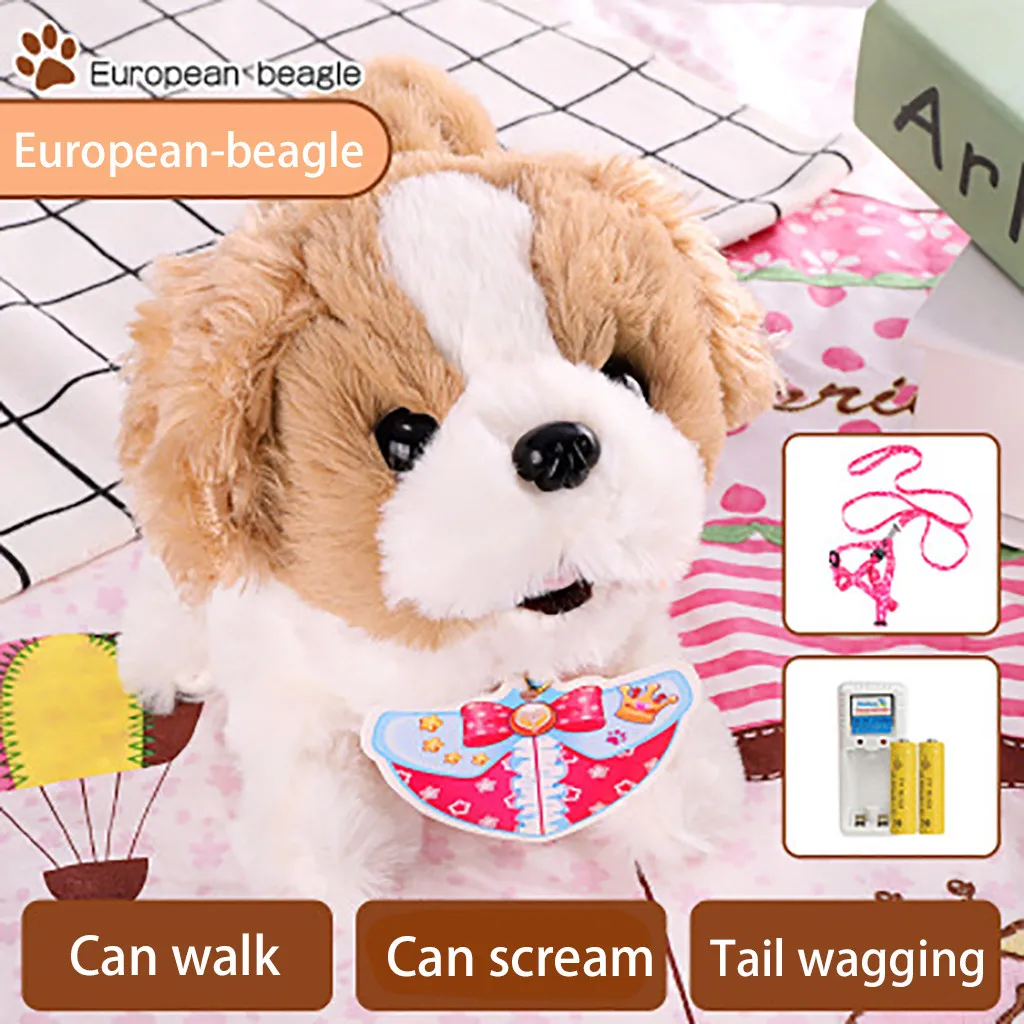 realistic teddy dog lucky Electronic Pet Dog Electric Simulation Children's Toy Will Bark And Walk Puppy plush Stuffed toys | Игрушки и