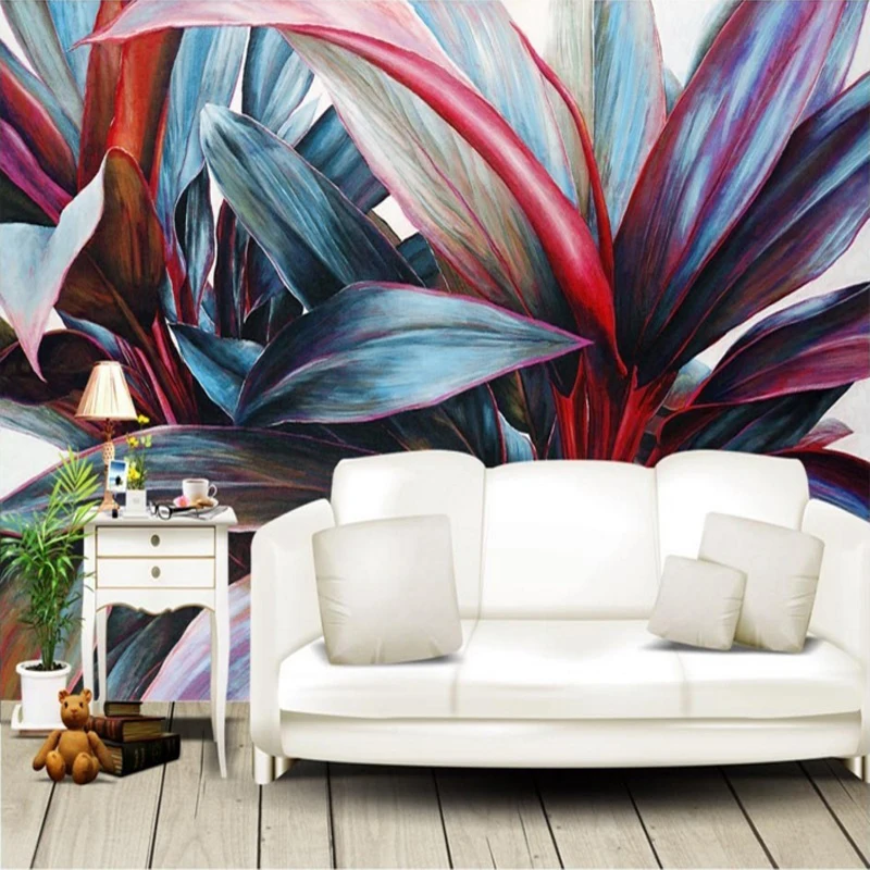 

Custom 3D Hand Painted Oil Painting Tropical Plants Banana Leaf Wall Murals For Bedroom Living Room Sofa TV Background Wallpaper