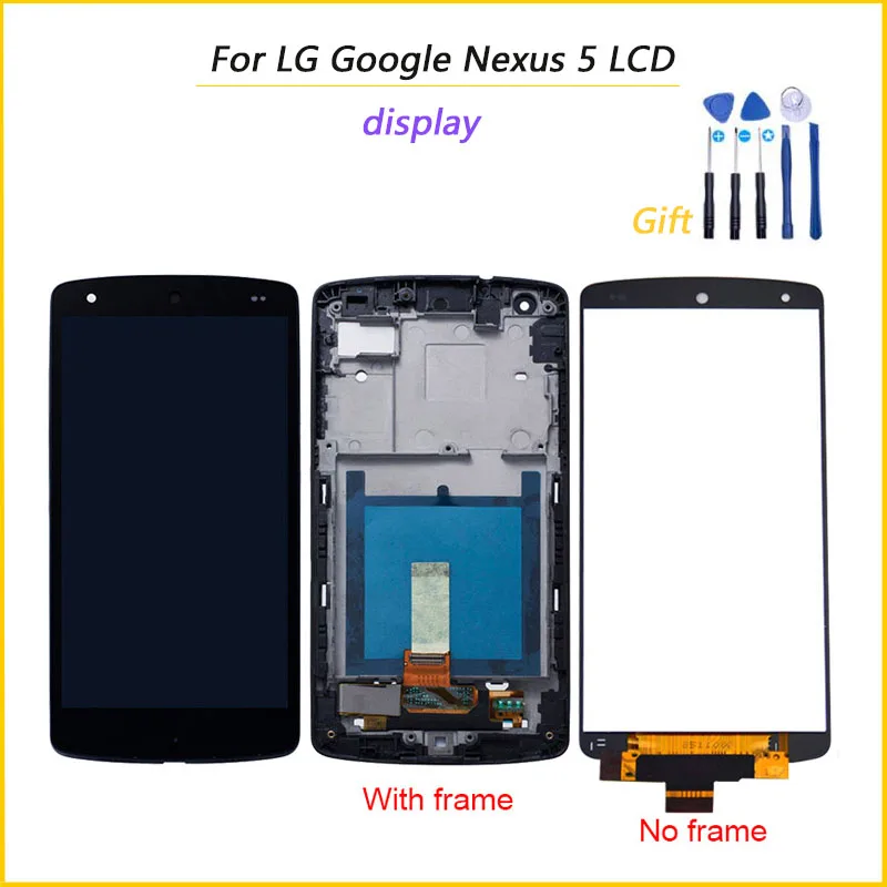 100% протестированный дисплей для LG Google Nexus 5 D820 D821 сенсорный экран с рамкой