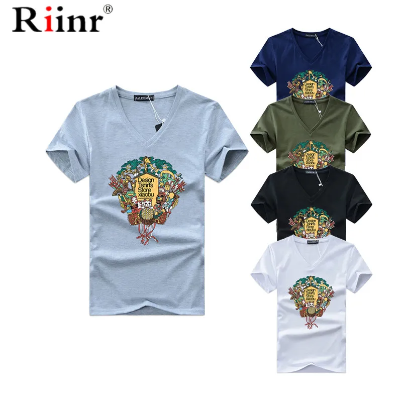 Riinr модный бренд Мужская креативная мультяшная футболка Весенняя и летняя
