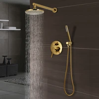 luxury golden brass shower set modern wall mounted ceiling shower system home hotel bathroom water saving faucet shower