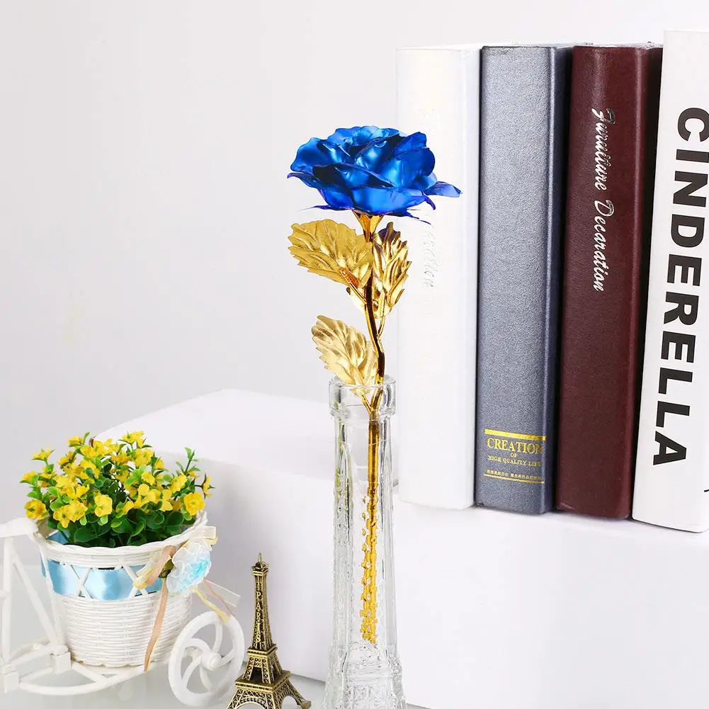 Gold Foil Plated Rose Flowers Goldplated Artificial Flower Golden Violet 24K Without Box Romantic | Дом и сад