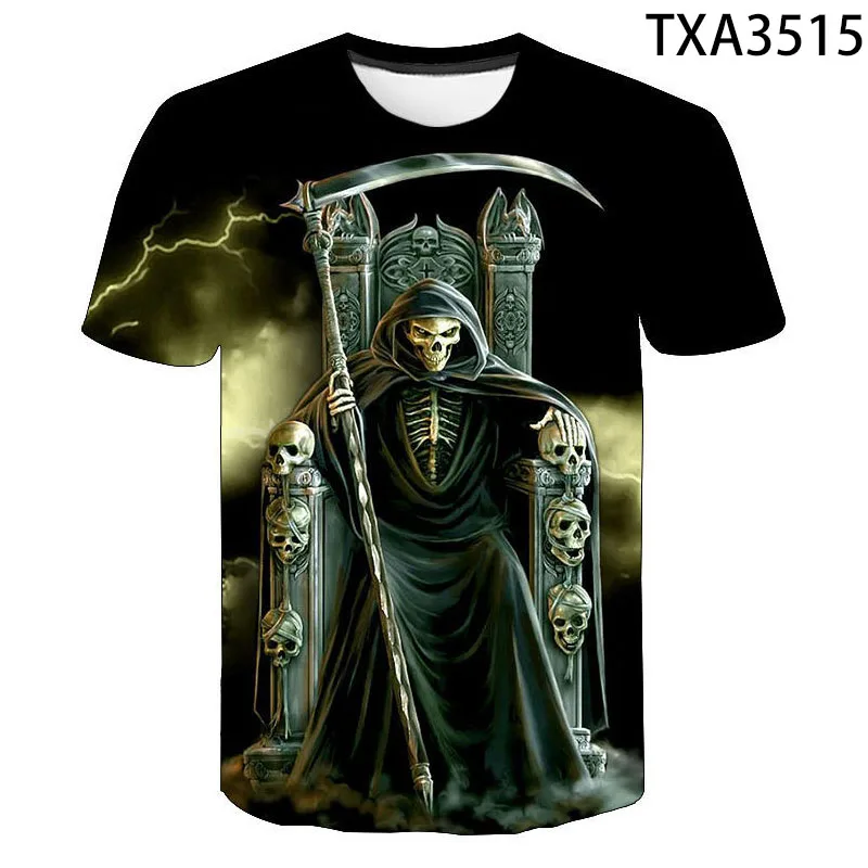 

Men T-shirt Skull 3D Summer Horror Shirt Men Women Children Fashion Camiseta Short Sleeve O-neck Tops Hip Hop Tshirt