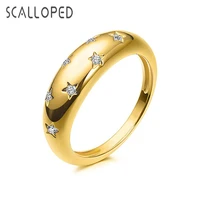 scalloped european vintage geometric star finger ring for women brand brilliant cubic zirconia statement jewelry anillos