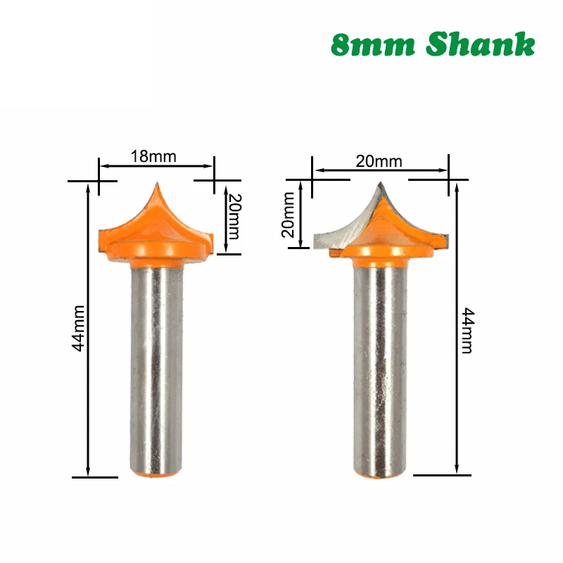 4pcs 8mm Shank Solid Carbide Round Point Cut Round Nose Bits Shaker Cutters Tools Woodworking Milling Cutter for Wood MC02044