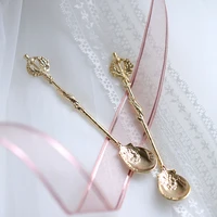 2022 new european style carved retro coffee spoon palace wind scepter mixing spoon dessert table decoration mini spoon