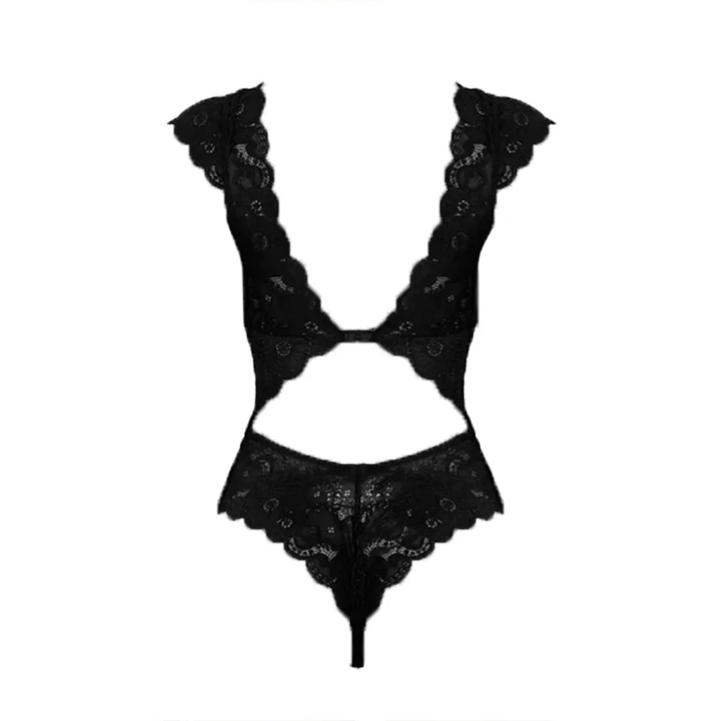 

Women's solid color one-piece sexy lingerie Women's pure hollow corset sexy backless one-piece lingerie X5