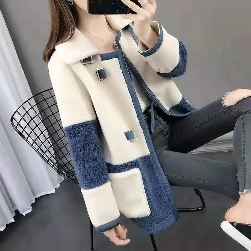 Элегантное пальто из искусственного меха женская модная осенне-зимняя теплая