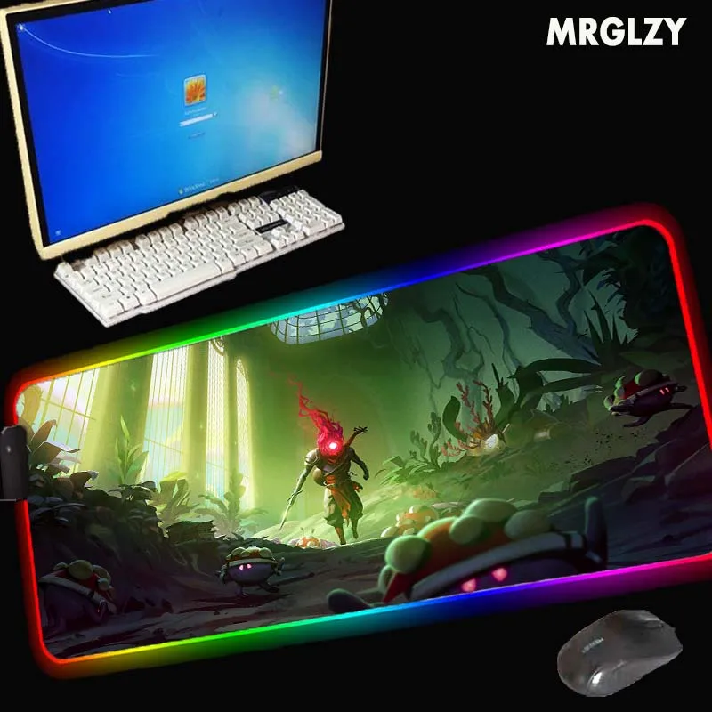 

Anime RGB big mouse pad natural rubber non-slip gaming accessories desk mat waterproof LED XXL household carpet mat 40x90cm