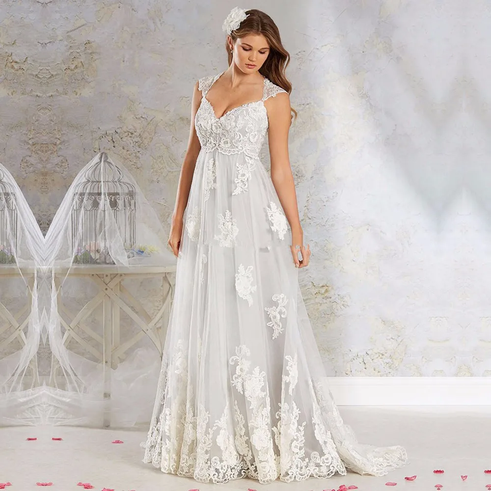 

Princess Wedding Dress Bohemian Rustic Boho Civil Sweep Train Bridal Gown Sleeveless Spaghetti Strap Beach Elegant For Women