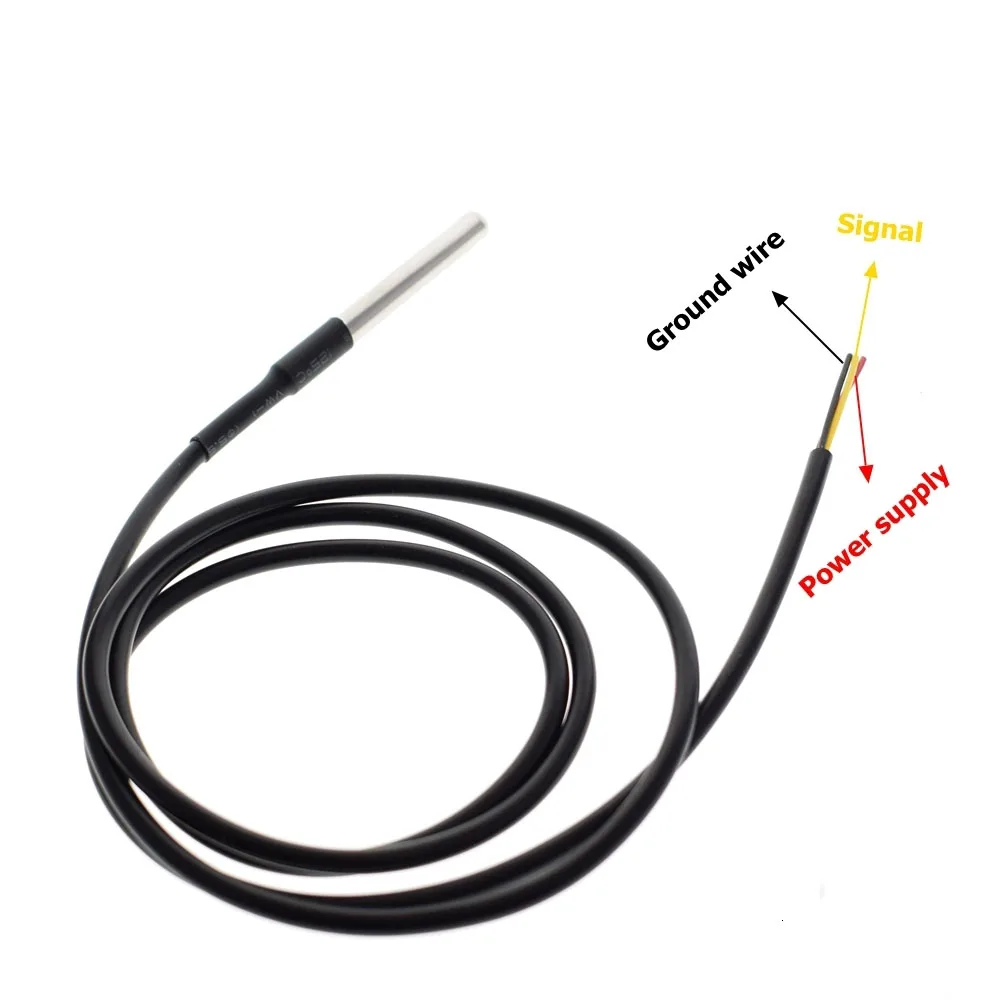 

DS1820 Temperature Sensor Stainless Steel Package Waterproof DS18b20 Temperature Probe Temperature Sensor 18B20 For Arduino