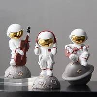 resin astronaut musician figurines miniatures character statues modern home decoration accessories desktop room ornaments gift