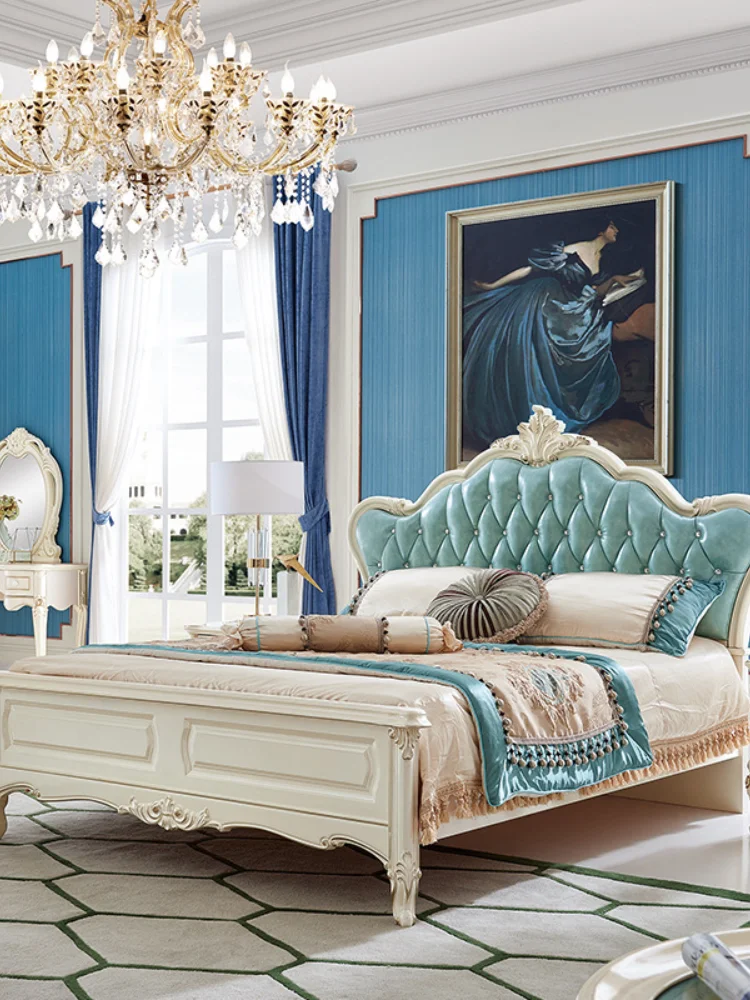 Простая двуспальная кровать в европейском стиле 1 5 м 8 мягкая сумка из белого дуба